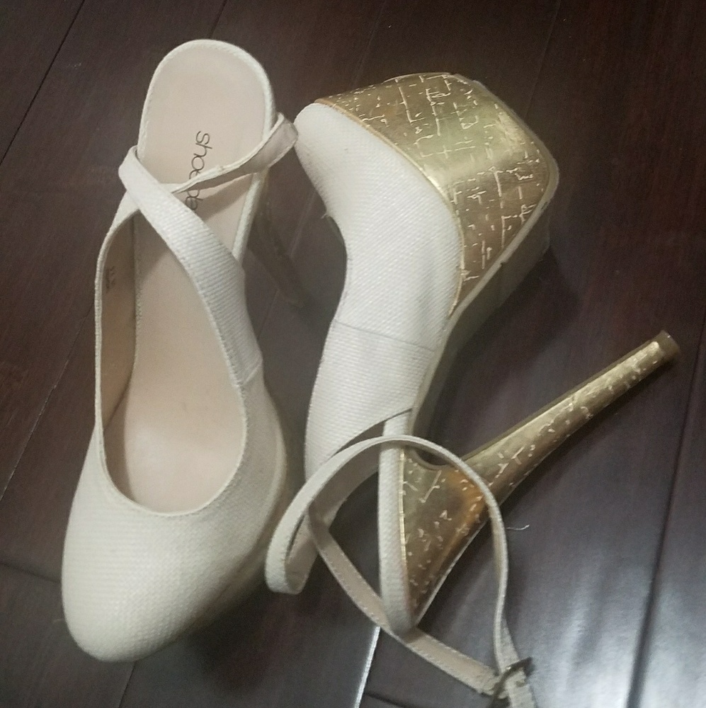 Cream and gold heels